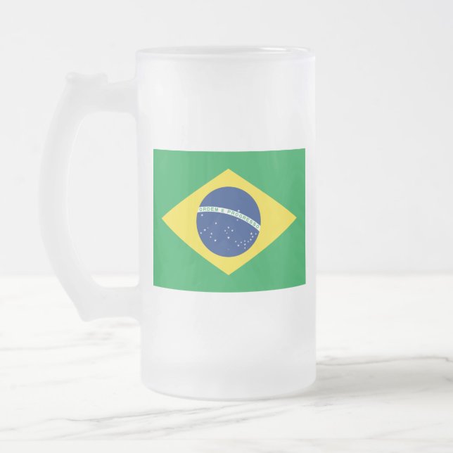 Flagge von Brasilien - Bandeira tun Brasilien Mattglas Bierglas (Links)