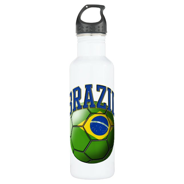 Flagge von Brasilien Fußball Ball Liberty Bo Trinkflasche (Vorderseite)