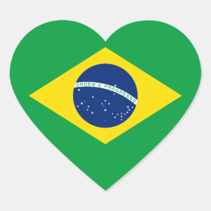 Flagge von Brasilien Herz-Sticker Herz-Aufkleber