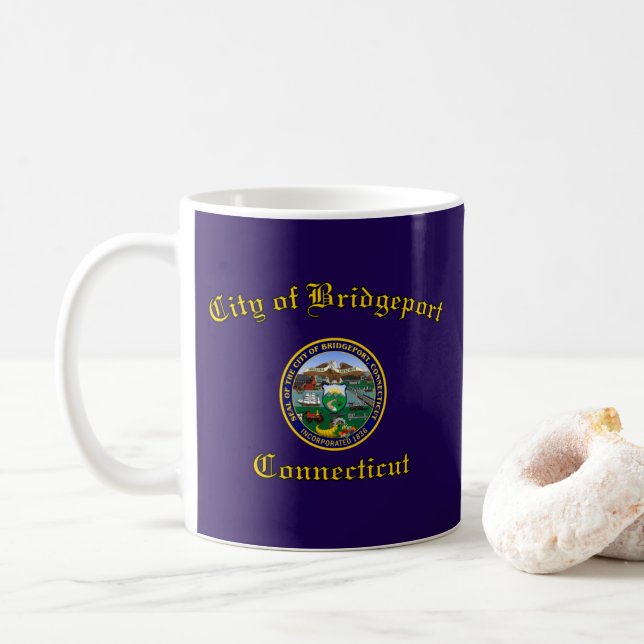 Flagge von Bridgeport, Connecticut Kaffeetasse (Mit Donut)