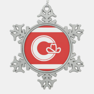 Flagge von Calgary, Alberta Schneeflocken Zinn-Ornament