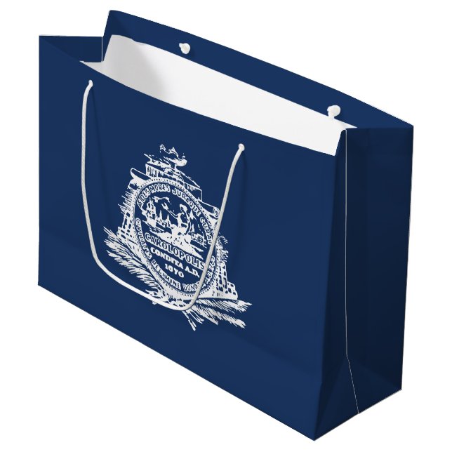 Flagge von Charleston, South Carolina Große Geschenktüte (Vorderseite Schrägansicht)