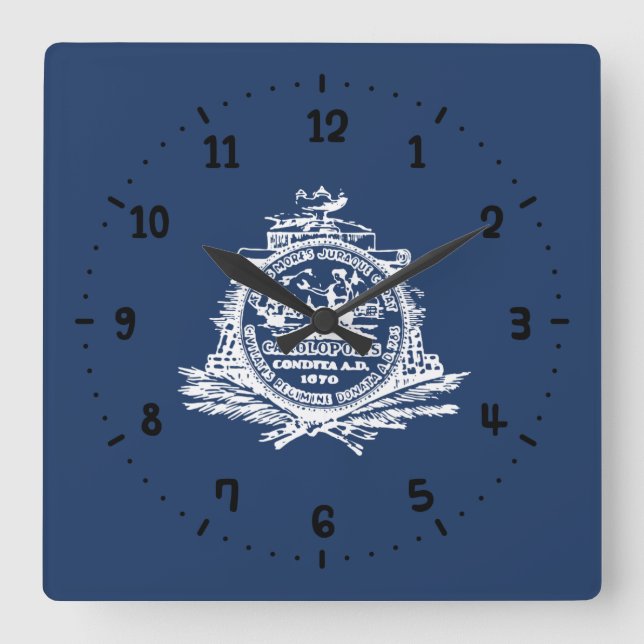 Flagge von Charleston, South Carolina Square Wall  Quadratische Wanduhr (Vorderseite)