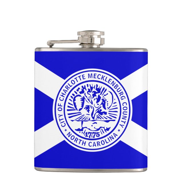 Flagge von Charlotte, North Carolina Flachmann (Vorderseite)