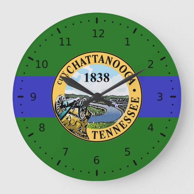 Flagge von Chattanooga, Tennessee Große Wanduhr (Vorderseite)