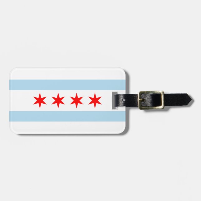 Flagge von Chicago, Illinois Gepäckmarke Gepäckanhänger (Vorderseite horizontal)