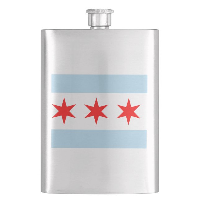 Flagge von Chicago, Illinois Hip Flask Flachmann (Vorderseite)