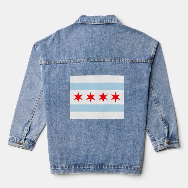 Flagge von Chicago, Illinois Jeansjacke (Rückseite)