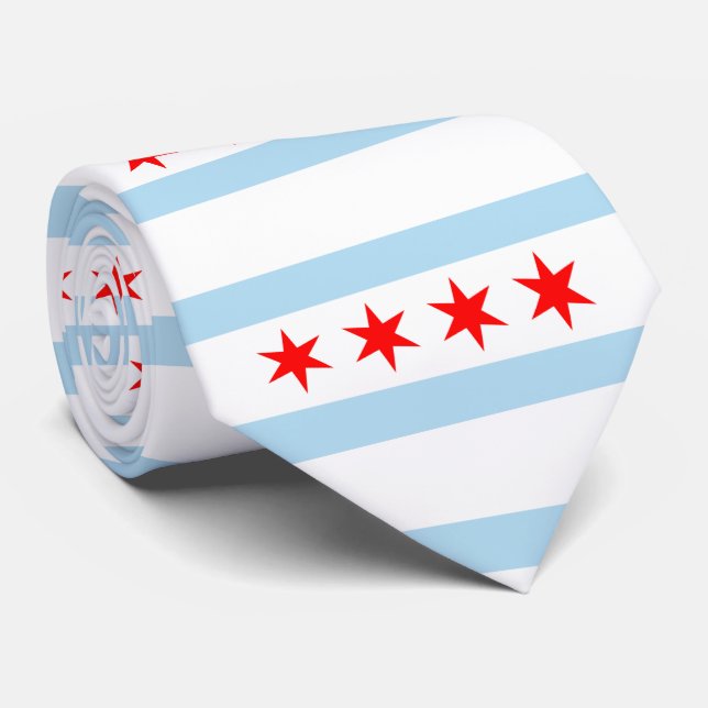 Flagge von Chicago, Illinois Krawatte (Gerollt)