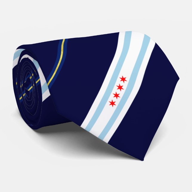 Flagge von Chicago (Illinois) Krawatte (Gerollt)