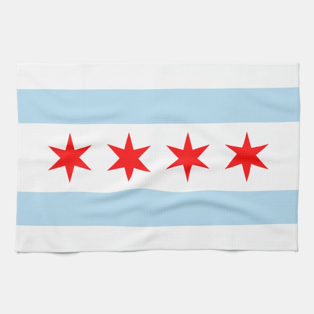 Flagge von Chicago, Illinois Küchentücher (Horizontal)