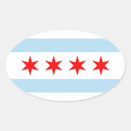 Flagge von Chicago, Illinois Ovaler Aufkleber