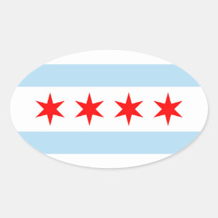 Flagge von Chicago, Illinois Ovaler Aufkleber