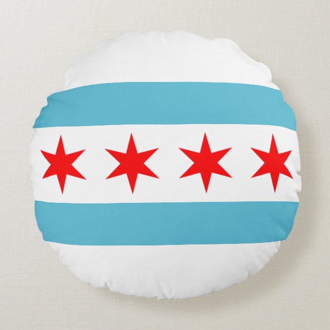 Flagge von Chicago (Illinois) Rundes Kissen (Vorderseite)