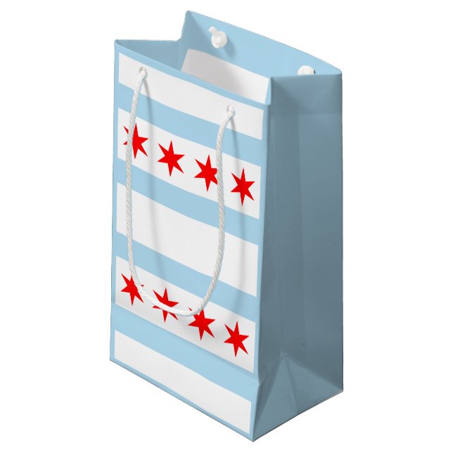 Flagge von Chicago, Illinois Small Gift Bag Kleine Geschenktüte (Vorderseite Schrägansicht)