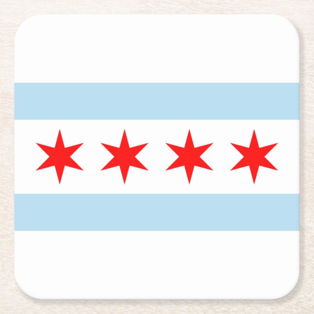 Flagge von Chicago, Illinois Square Paper Unterset Rechteckiger Pappuntersetzer (Vorderseite)