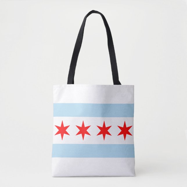 Flagge von Chicago, Illinois Tote Bag Tasche (Vorderseite)