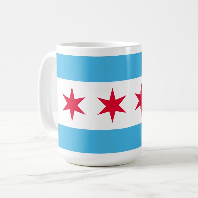 Flagge von Chicago Kaffeetasse (Vorderseite Links)