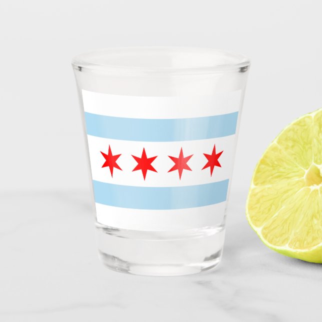 Flagge von Chicago Schnapsglas (Vorderseite)