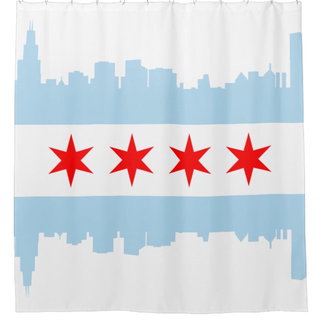 Flagge von Chicago-Skylinen Duschvorhang (Vorderseite)