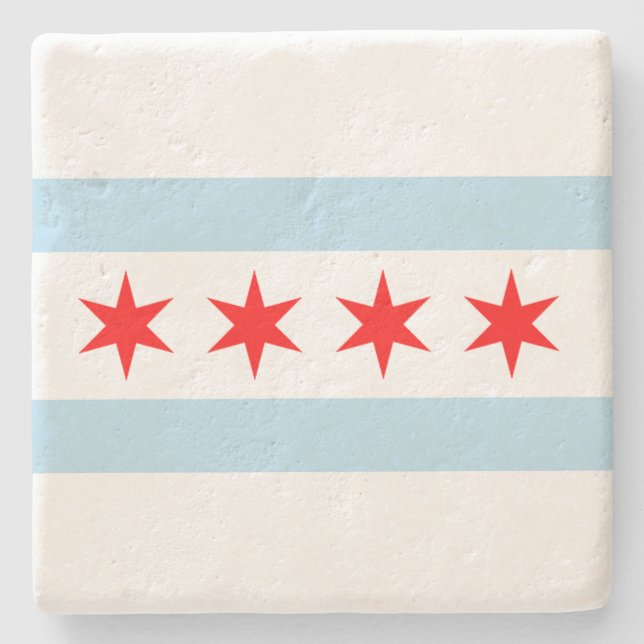 Flagge von Chicago Steinuntersetzer (Vorderseite)