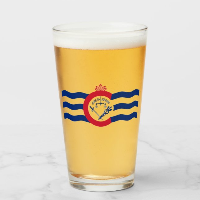 Flagge von Cincinnati (Ohio) Glas (Vorne (Gefüllt))