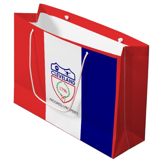 Flagge von Cleveland, Ohio Große Geschenktasche Geschenktüte (Vorderseite Schrägansicht)