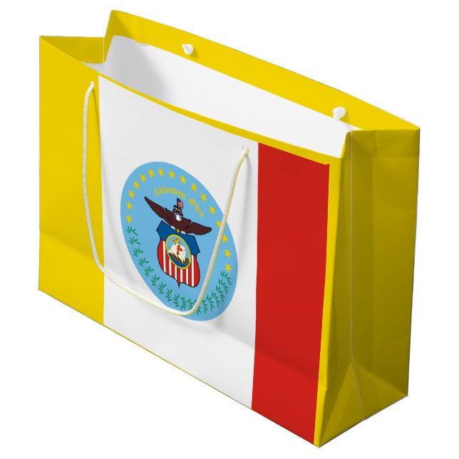 Flagge von Columbus, Ohio Große Geschenktasche Große Geschenktüte (Vorderseite Schrägansicht)