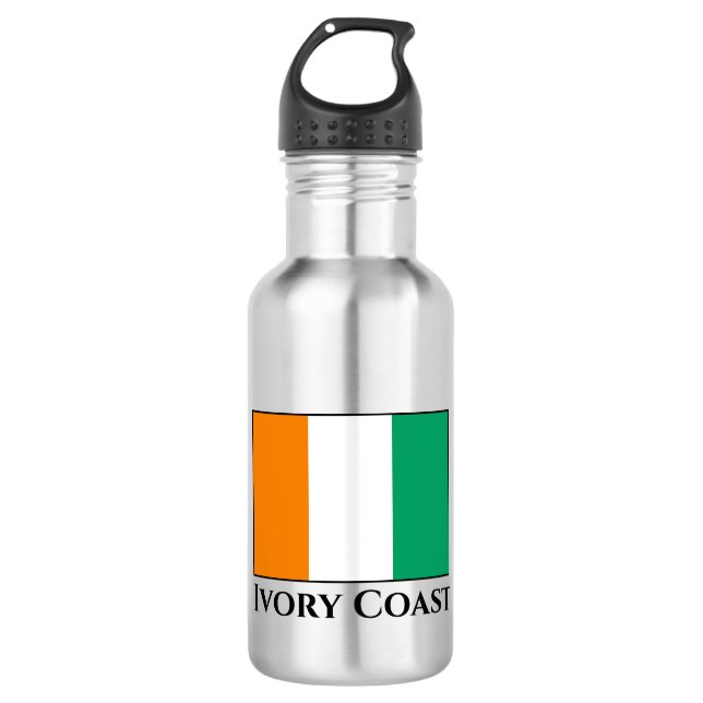 Flagge von Côte d'Ivoire Edelstahlflasche (Vorderseite)
