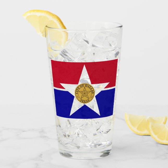 Flagge von Dallas (Texas) Glas (Vorderseite Ice)
