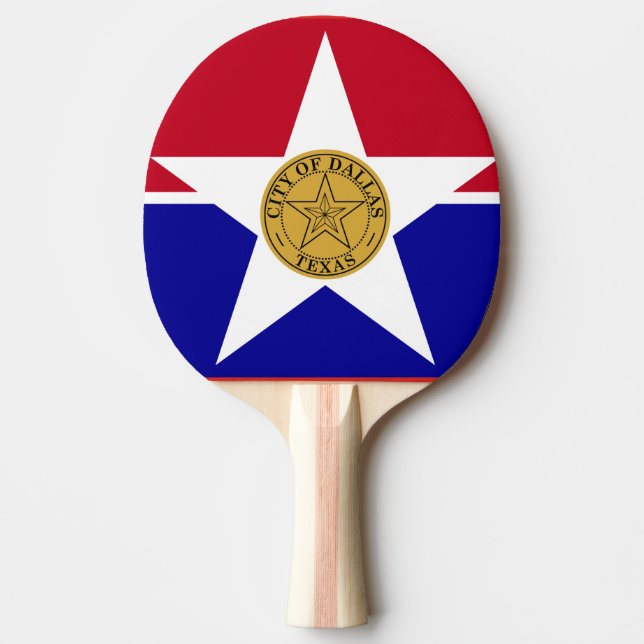 Flagge von Dallas, Texas Ping Pong Paddle Tischtennis Schläger (Vorderseite)