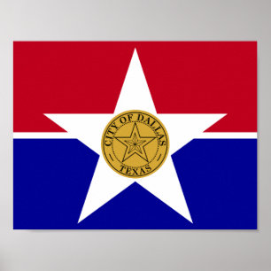 Flagge von Dallas, Texas Poster