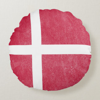 Flagge von Dänemark Grunge Rundes Kissen