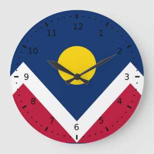 Flagge von Denver, Colorado Große Wanduhr