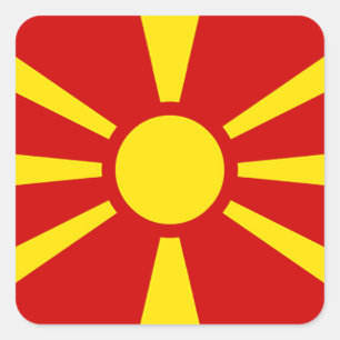 Flagge von der Republik Mazedonien Quadratischer Aufkleber