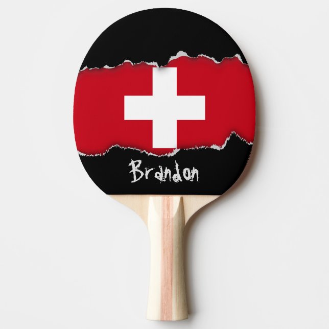 Flagge von der Schweiz Tischtennis Schläger (Vorderseite)