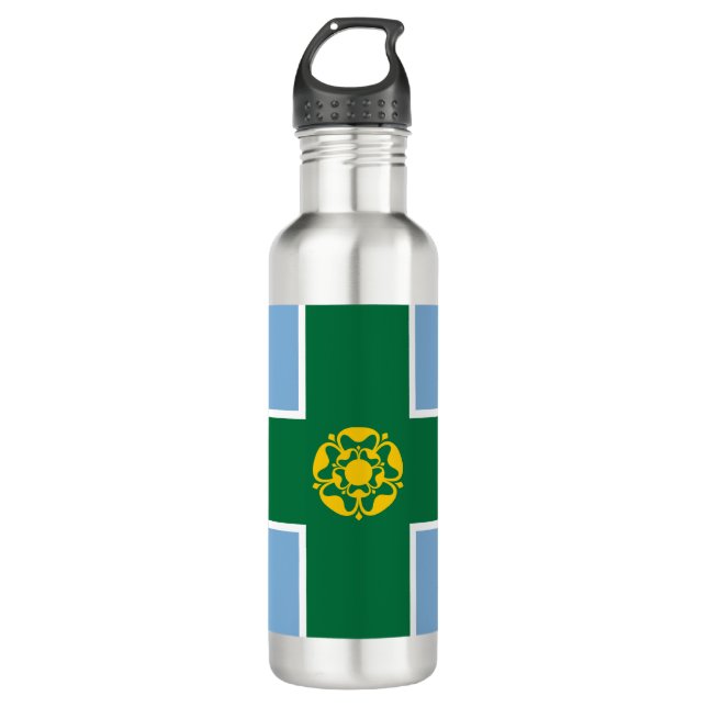 Flagge von Derbyshire (Landkreis von England, UK) Edelstahlflasche (Vorderseite)