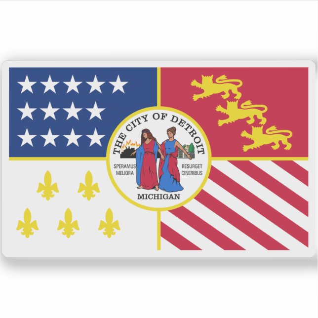 Flagge von Detroit, Michigan Aufkleber (Vorderseite)
