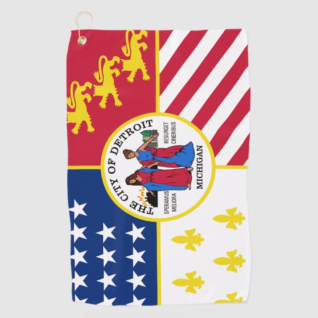 Flagge von Detroit, Michigan Golfhandtuch (Vorderseite)