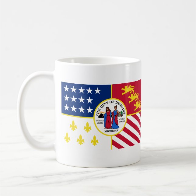 Flagge von Detroit, Michigan Kaffeetasse (Links)