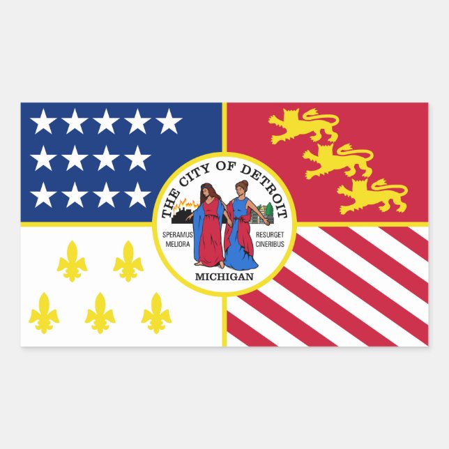 Flagge von Detroit, Michigan Rechteckiger Aufkleber (Vorderseite)