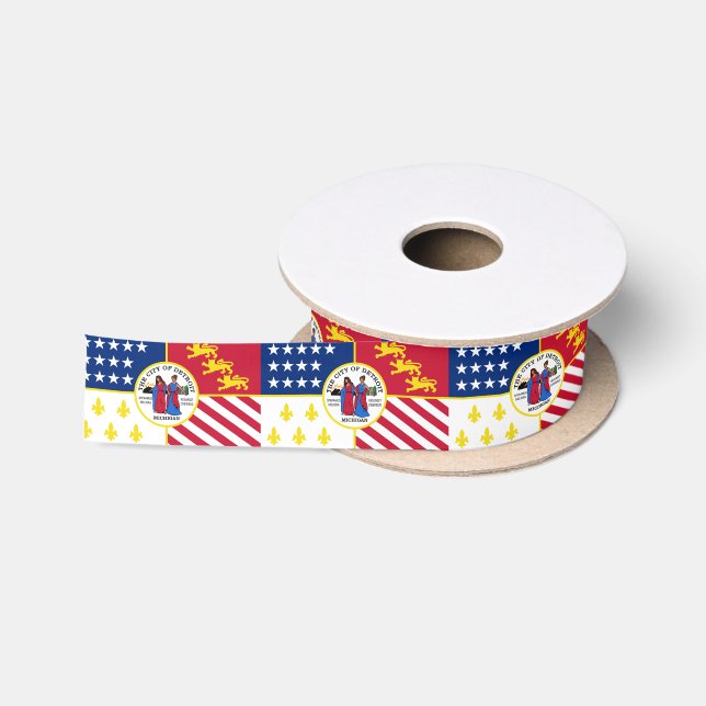 Flagge von Detroit, Michigan Satin Ribbon Satinband (Spule)