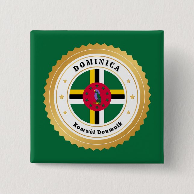 Flagge von Dominica Button (Vorderseite)