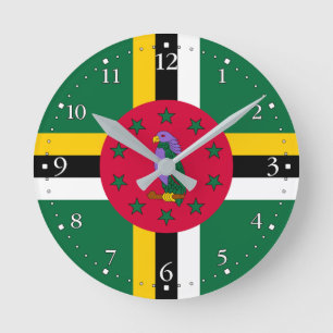 Flagge von Dominica Runde Wanduhr