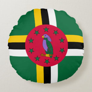 Flagge von Dominica Rundes Kissen