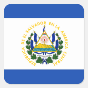 Flagge von El Salvador, nationales Wappen Quadratischer Aufkleber