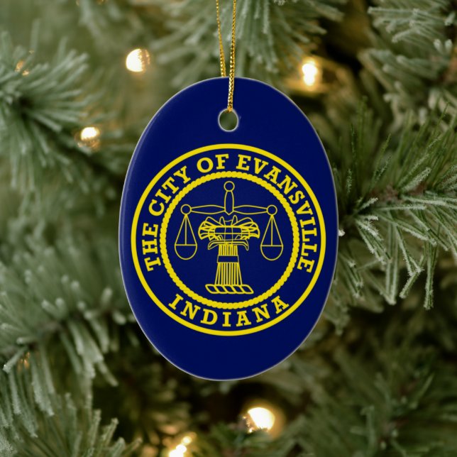 Flagge von Evansville, Indiana Keramik Ornament (Baum)