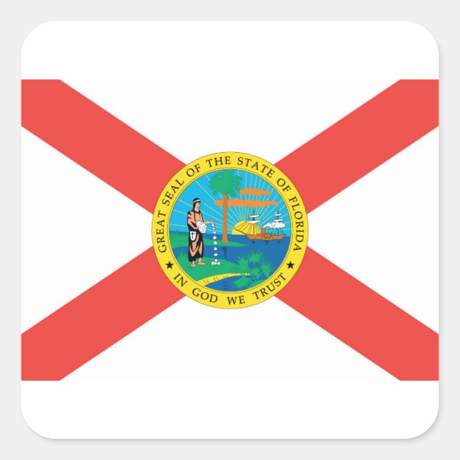 Flagge von Florida Quadratischer Aufkleber (Vorderseite)