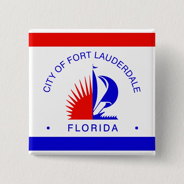Flagge von Fort Lauderdale, Florida Button (Vorderseite)