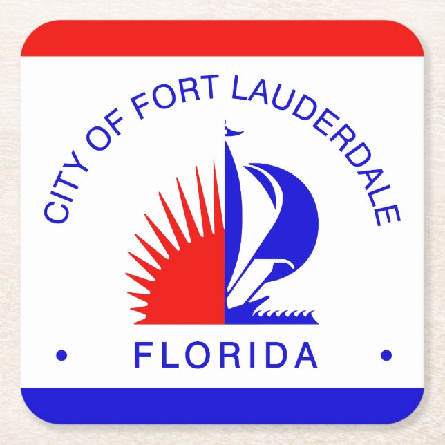 Flagge von Fort Lauderdale, Florida Rechteckiger Pappuntersetzer (Vorderseite)